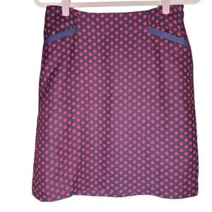 Talbots Red Polka Dot Navy Skirt Wool Blend Sz 2
